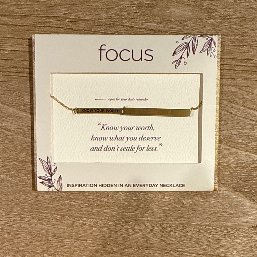 ‘Know Your Worth’ Gold Bar Necklace with Inspirational Message